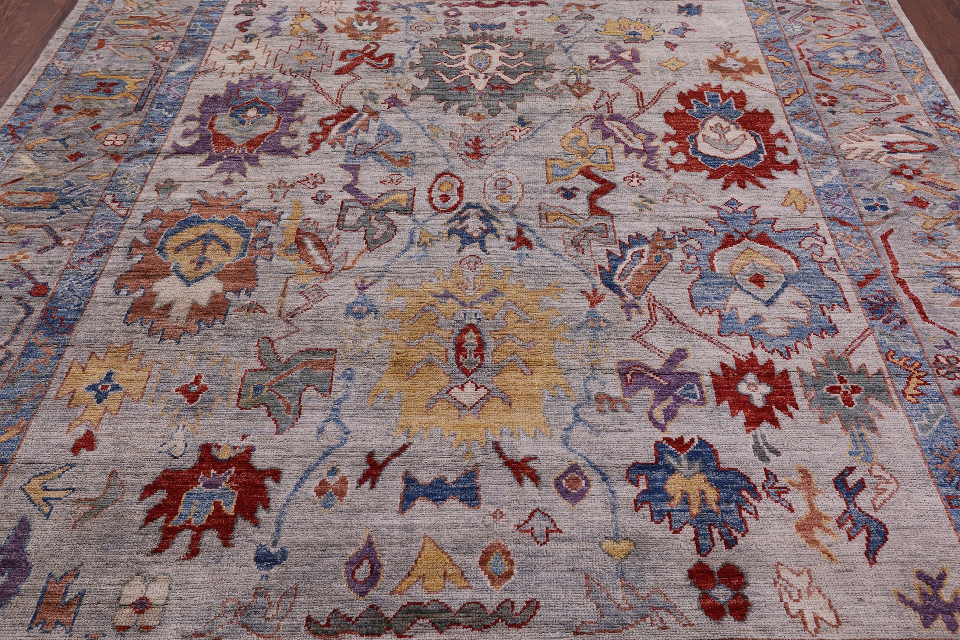 Grey Turkish Oushak Hand Knotted Wool Rug - 8' 2" X 9' 7" - Golden Nile