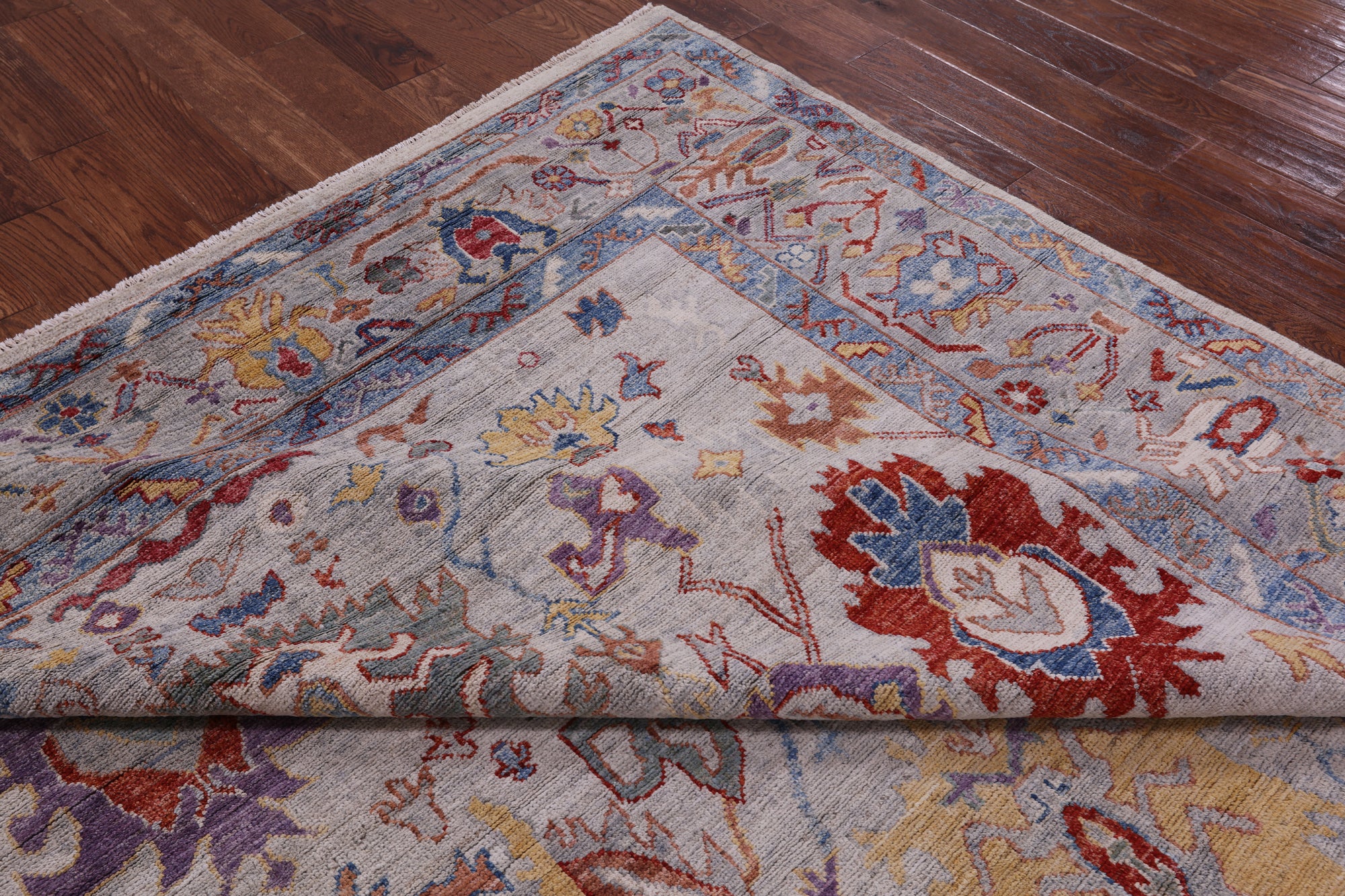 Grey Turkish Oushak Hand Knotted Wool Rug - 8' 2" X 9' 7" - Golden Nile