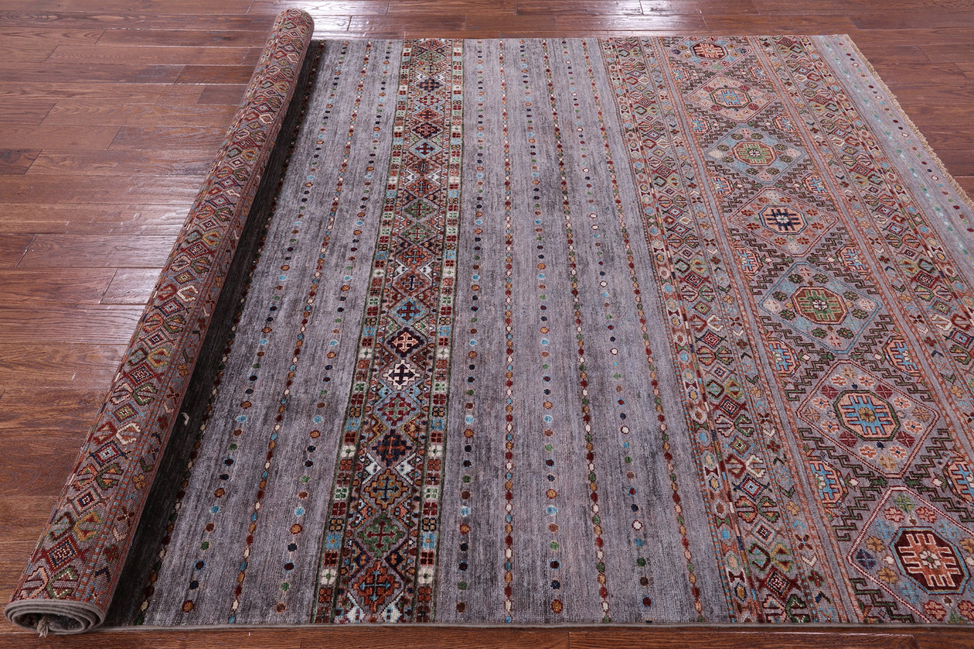 Khorjin Persian Gabbeh Hand Knotted Wool Rug - 6' 10" X 9' 9" - Golden Nile