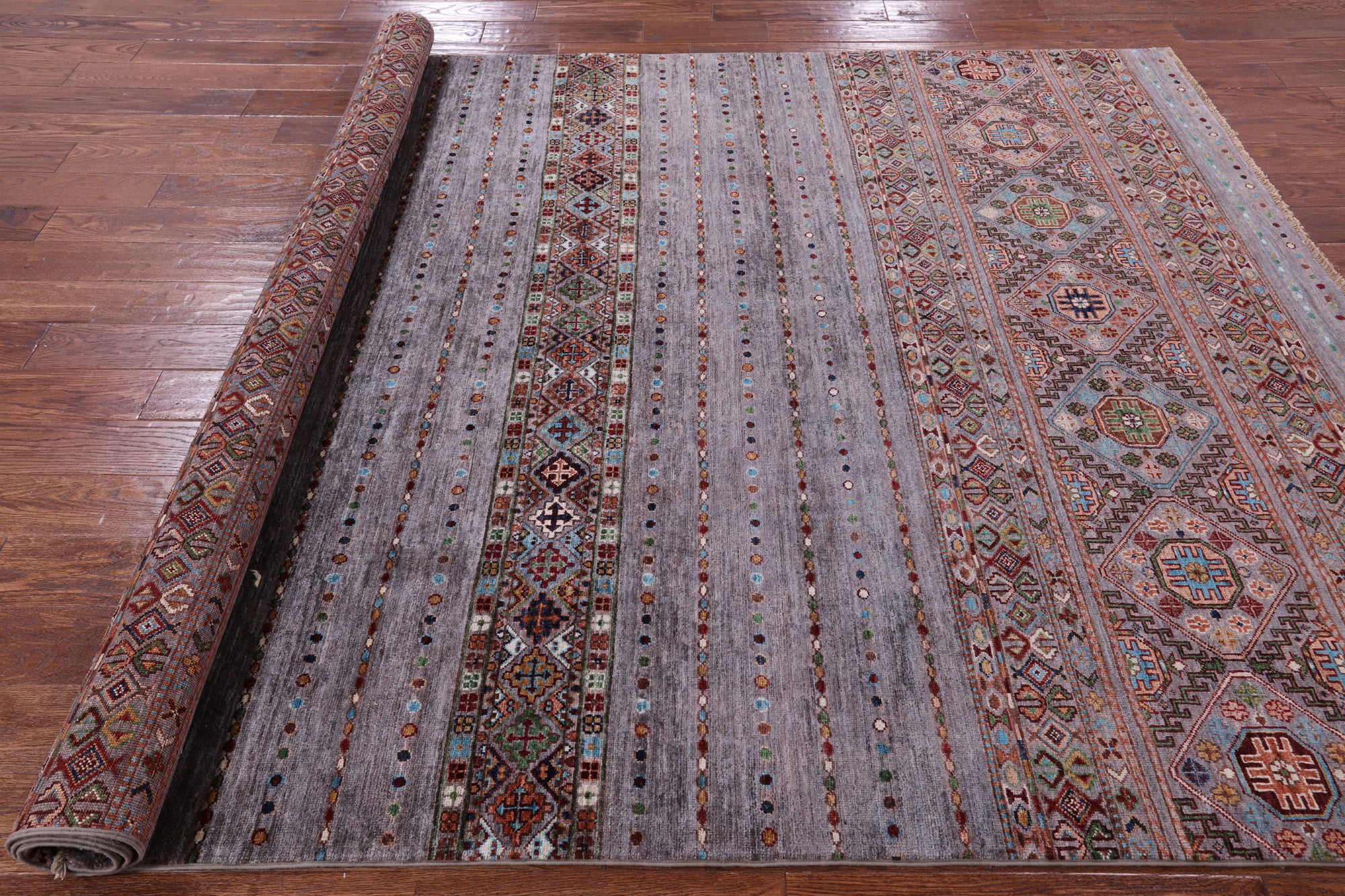 Khorjin Persian Gabbeh Hand Knotted Wool Rug - 6' 10" X 9' 9" - Golden Nile