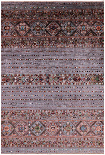 Khorjin Persian Gabbeh Hand Knotted Wool Rug - 6' 10" X 9' 9" - Golden Nile