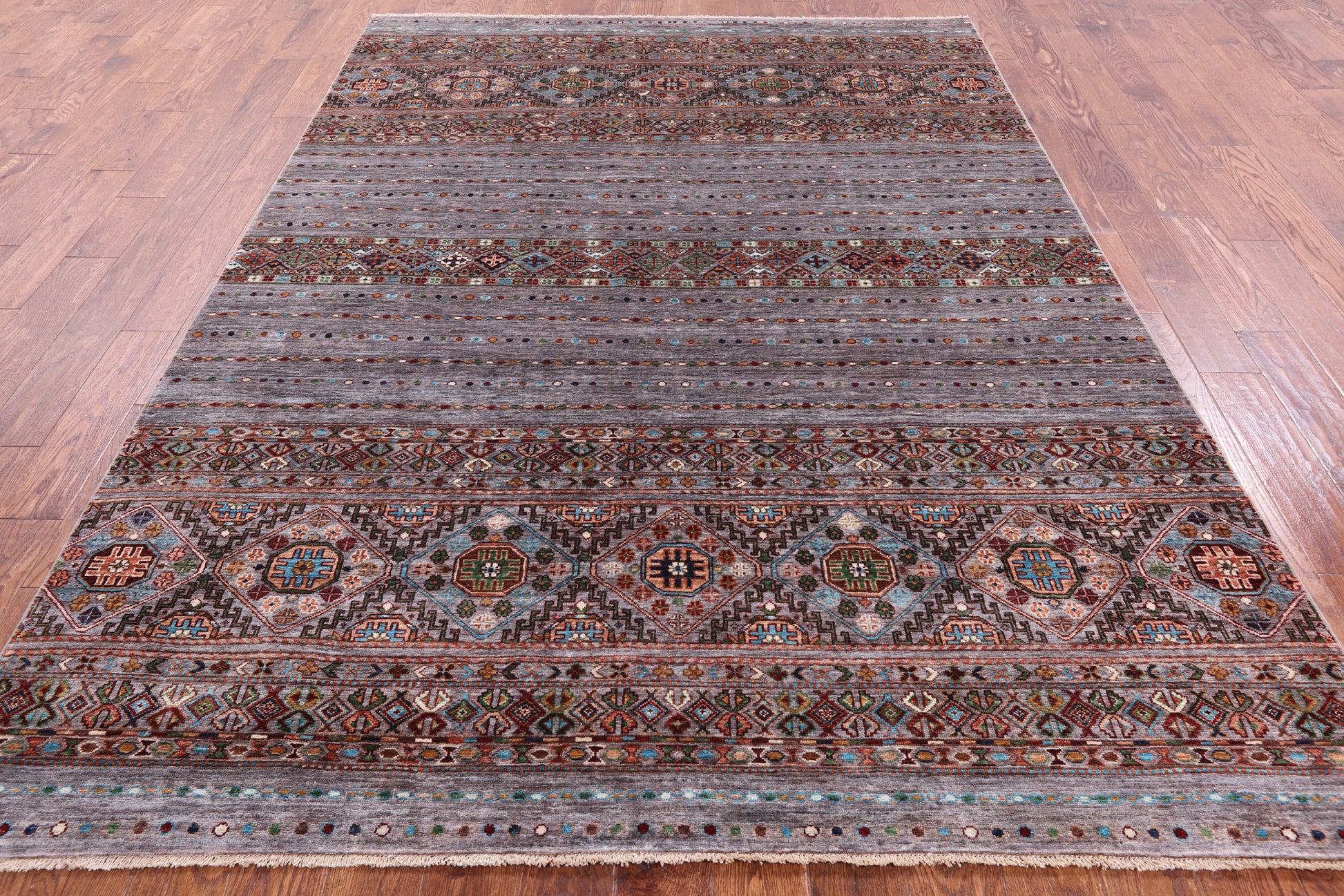 Khorjin Persian Gabbeh Hand Knotted Wool Rug - 6' 10" X 9' 9" - Golden Nile