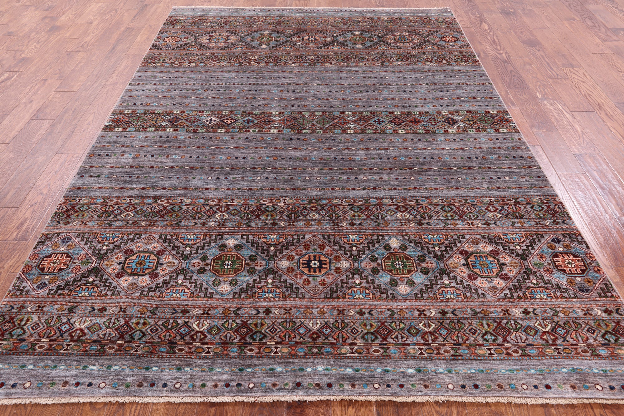 Khorjin Persian Gabbeh Hand Knotted Wool Rug - 6' 10" X 9' 9" - Golden Nile