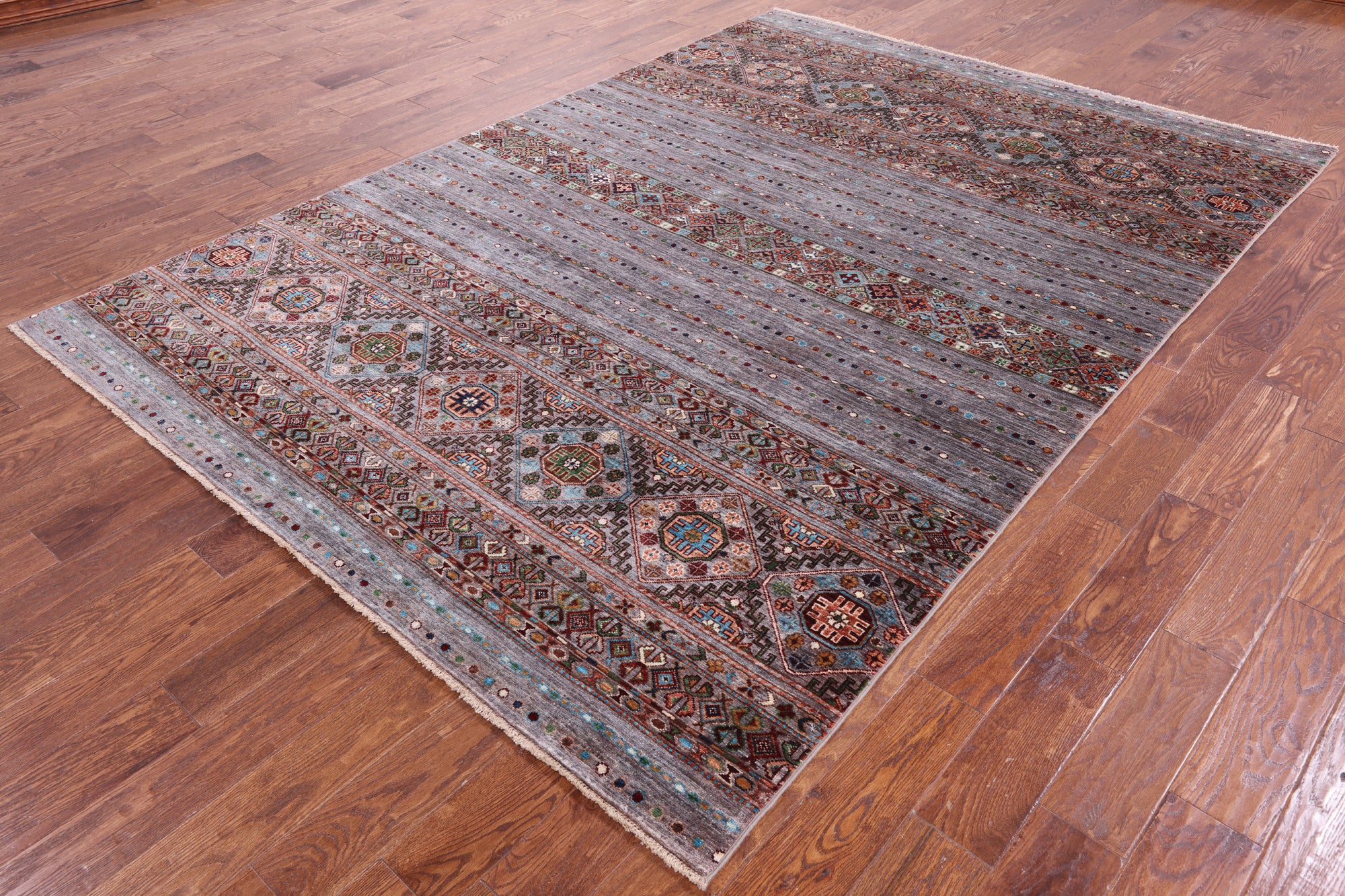 Khorjin Persian Gabbeh Hand Knotted Wool Rug - 6' 10" X 9' 9" - Golden Nile