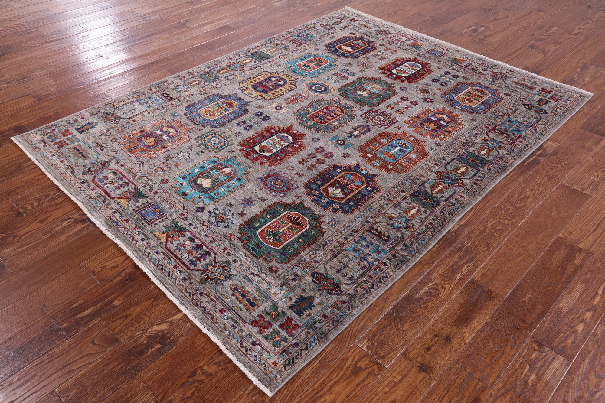 Turkmen Ersari Hand Knotted Wool Rug - 5' 9" X 7' 9" - Golden Nile