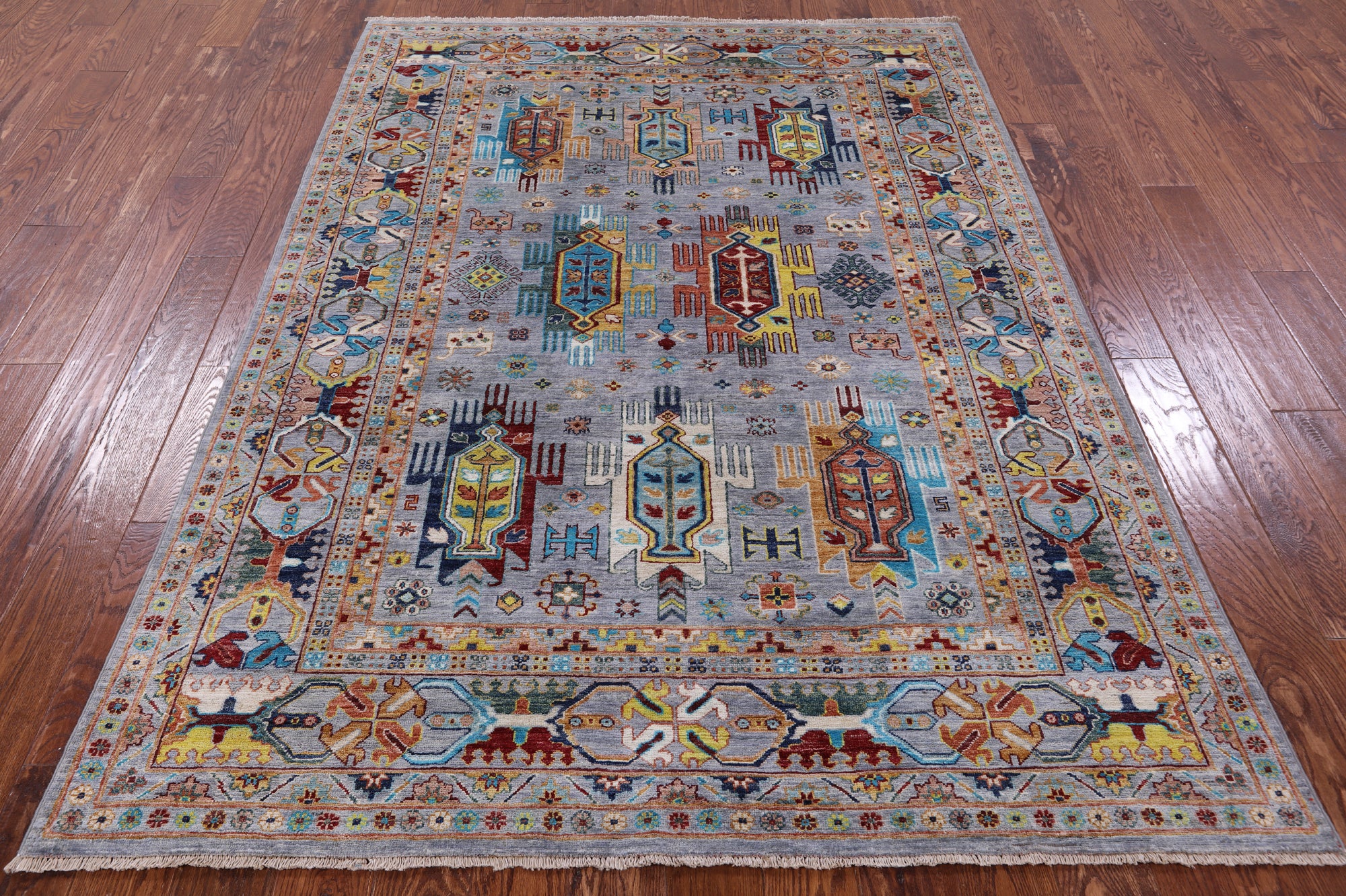Turkmen Ersari Hand Knotted Wool Rug - 5' 7" X 7' 10" - Golden Nile