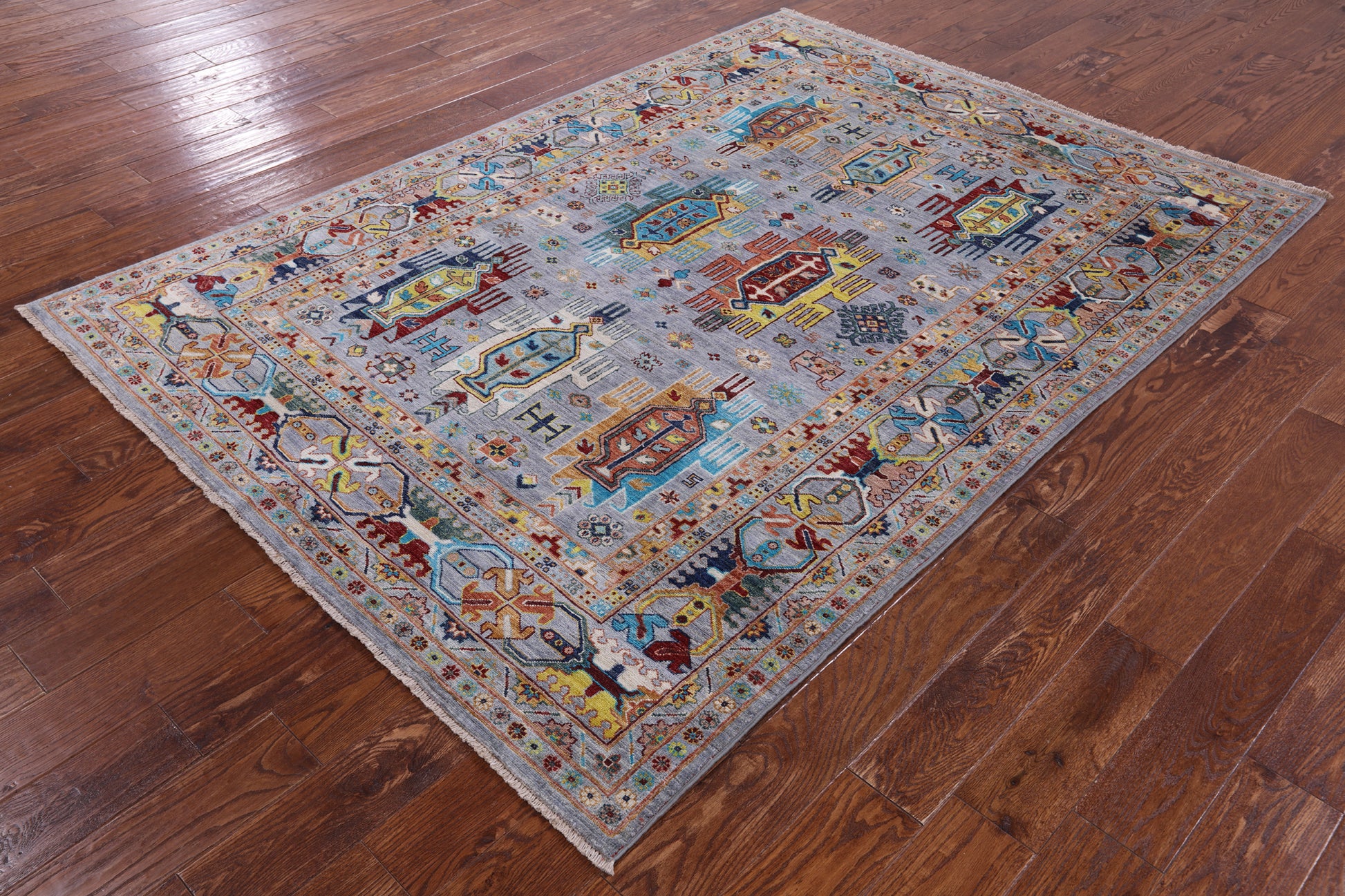 Turkmen Ersari Hand Knotted Wool Rug - 5' 7" X 7' 10" - Golden Nile