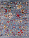 Blue Turkish Oushak Hand Knotted Wool Rug - 8' 10" X 11' 6" - Golden Nile