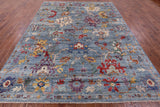 Blue Turkish Oushak Hand Knotted Wool Rug - 8' 10" X 11' 6" - Golden Nile