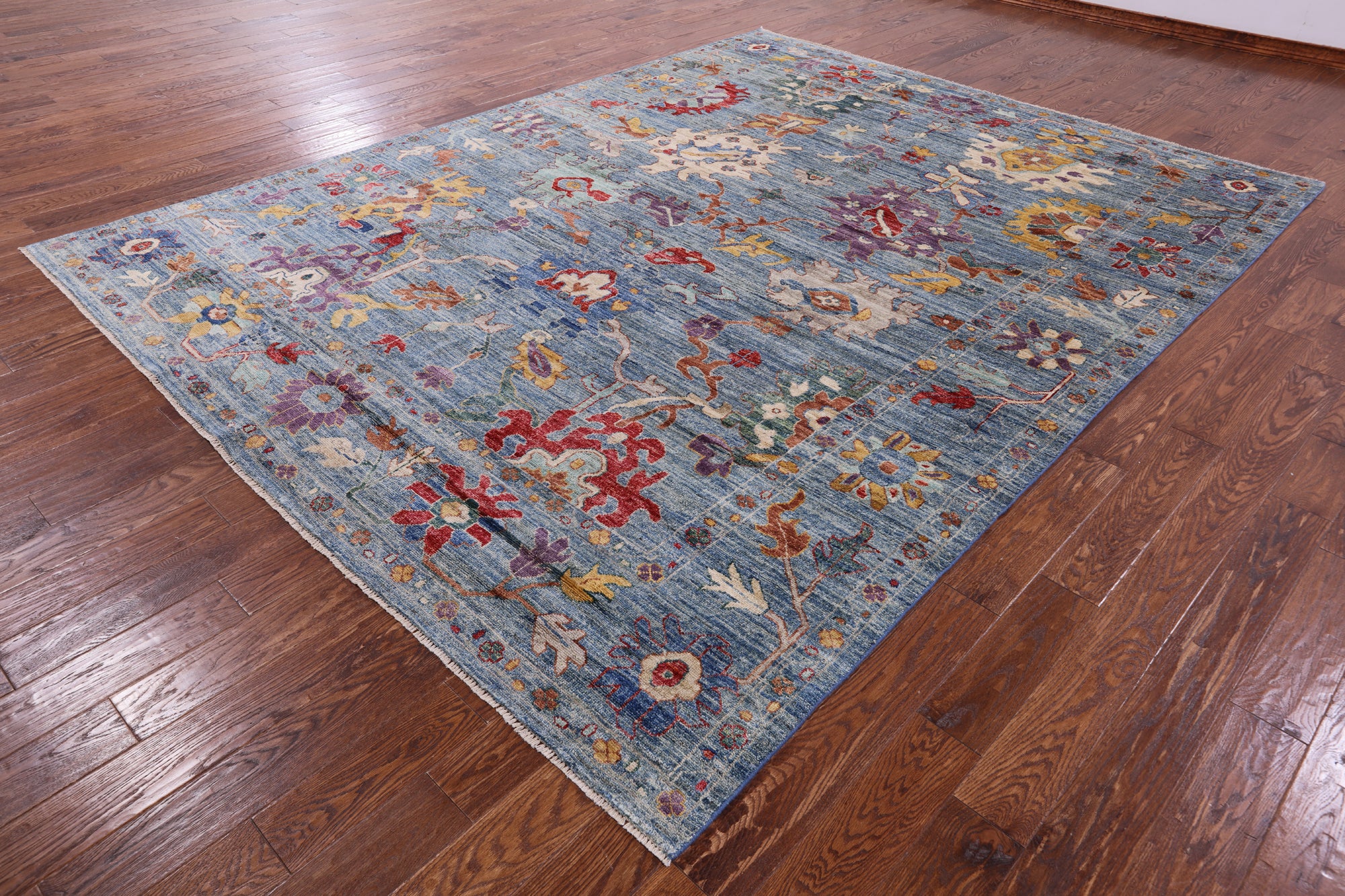 Blue Turkish Oushak Hand Knotted Wool Rug - 8' 10" X 11' 6" - Golden Nile