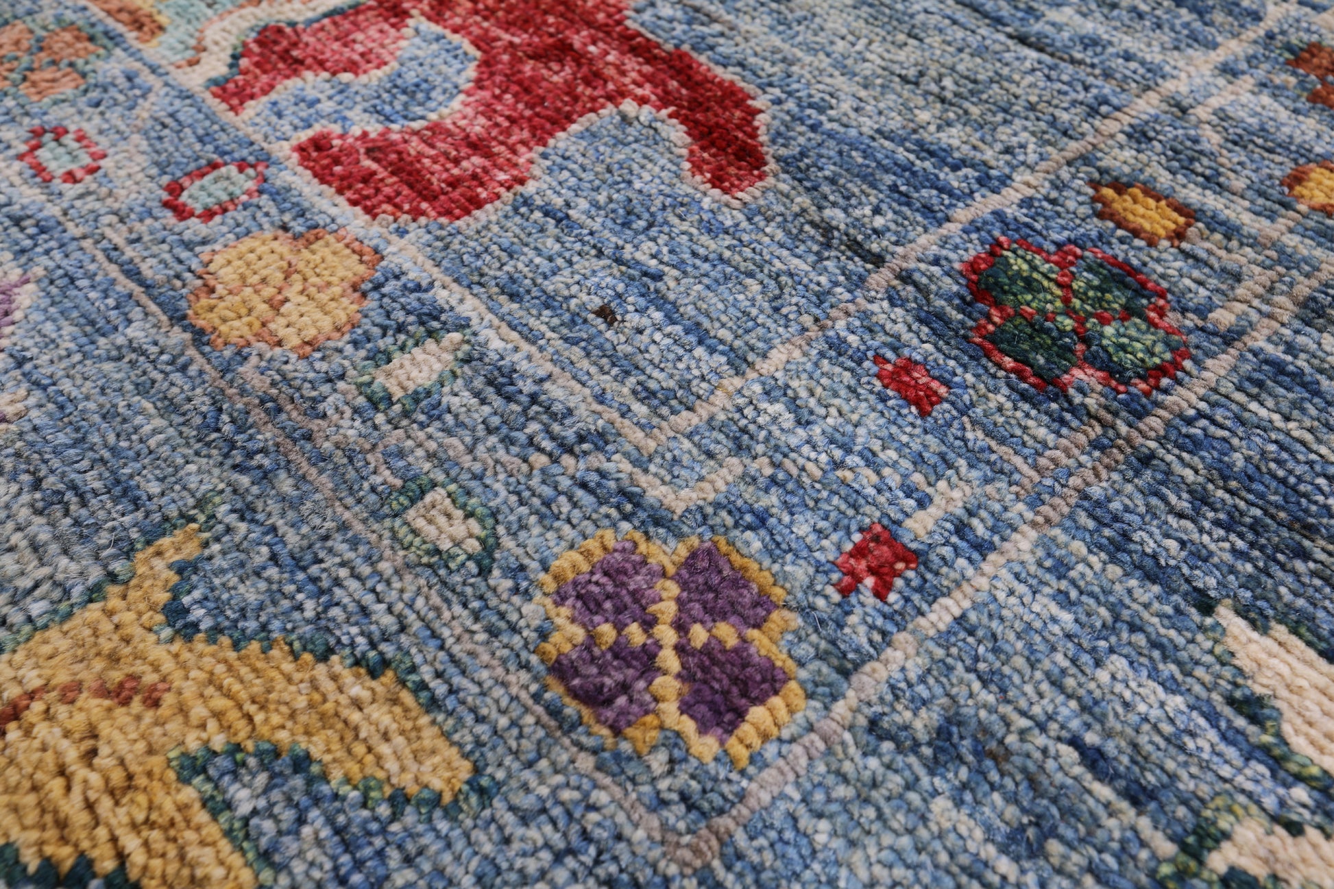 Blue Turkish Oushak Hand Knotted Wool Rug - 8' 10" X 11' 6" - Golden Nile
