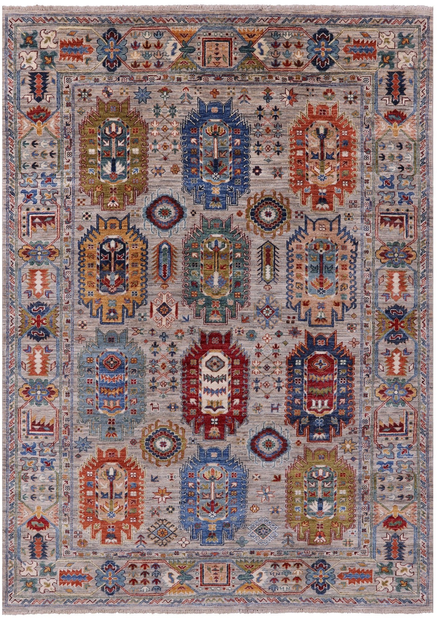 Turkmen Ersari Hand Knotted Wool Rug - 5' 6" X 7' 7" - Golden Nile
