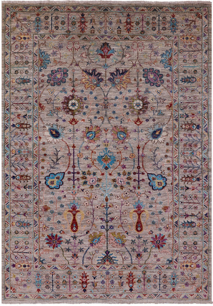 Peshawar Hand Knotted Wool Rug - 5' 8" X 7' 11" - Golden Nile