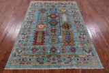 Blue Turkmen Ersari Hand Knotted Wool Rug - 5' 7" X 7' 10" - Golden Nile