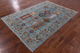 Blue Turkmen Ersari Hand Knotted Wool Rug - 5' 7" X 7' 10" - Golden Nile