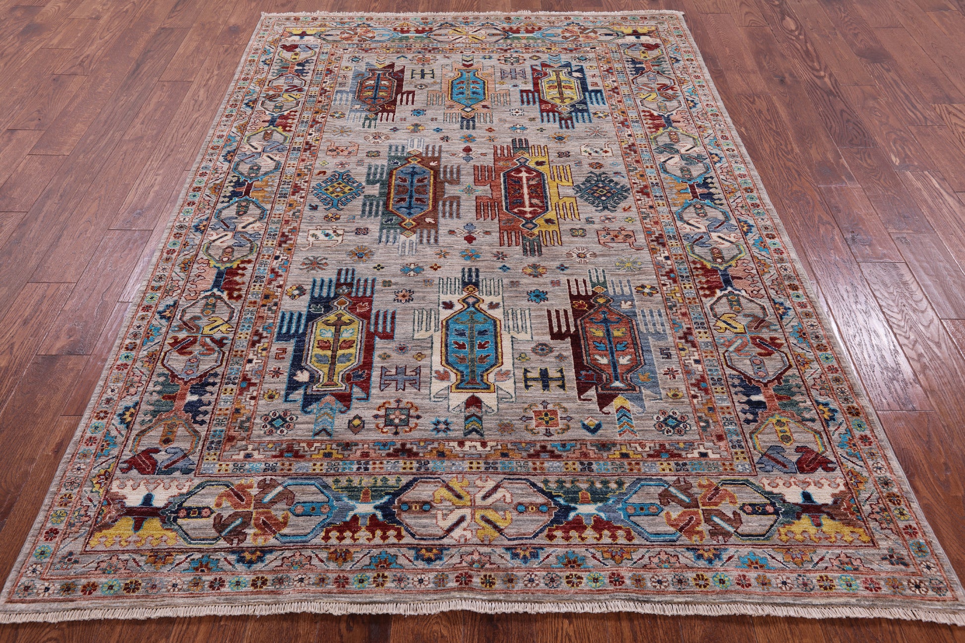 Turkmen Ersari Hand Knotted Wool Rug - 5' 7" X 7' 10" - Golden Nile
