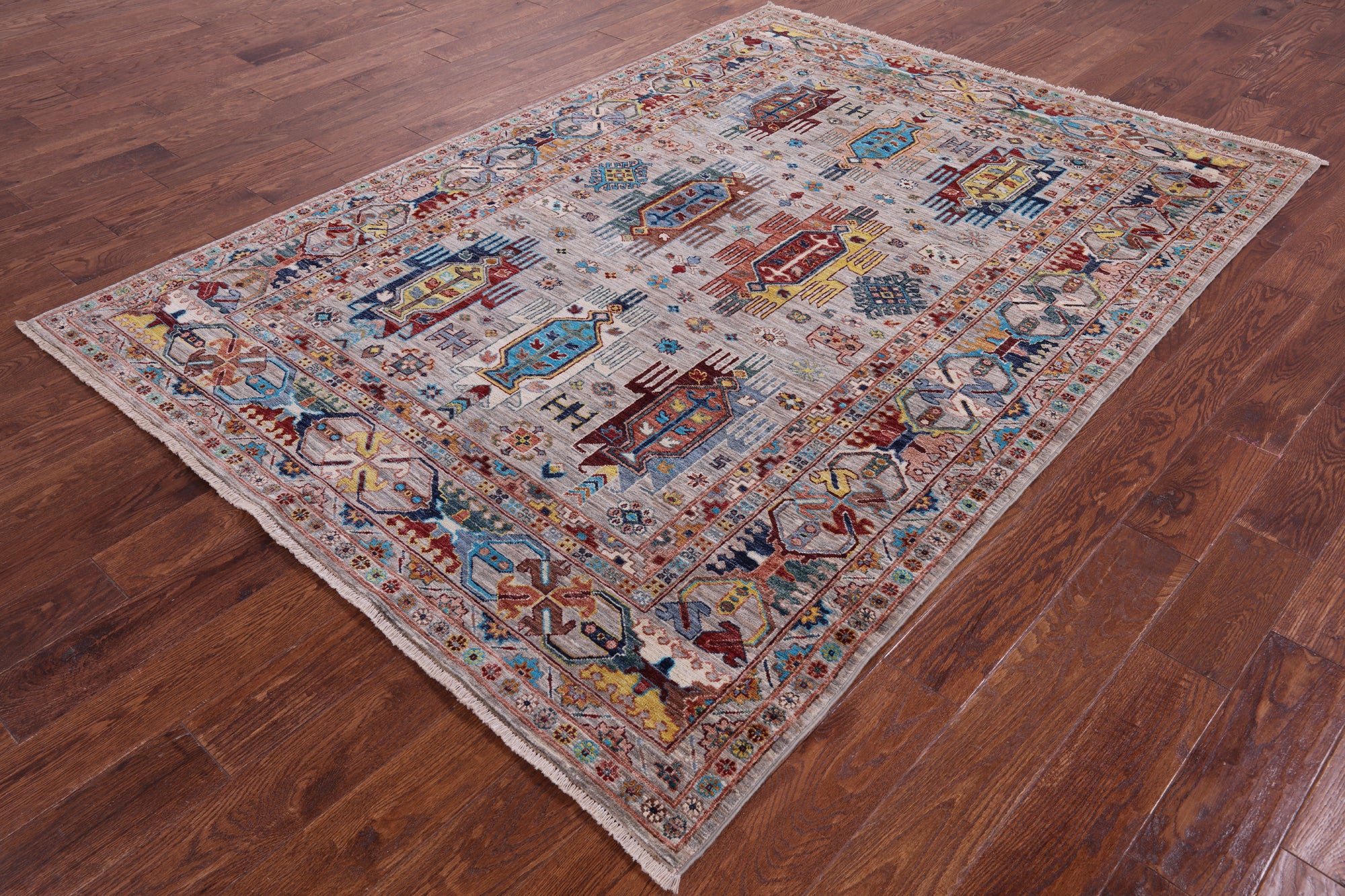 Turkmen Ersari Hand Knotted Wool Rug - 5' 7" X 7' 10" - Golden Nile