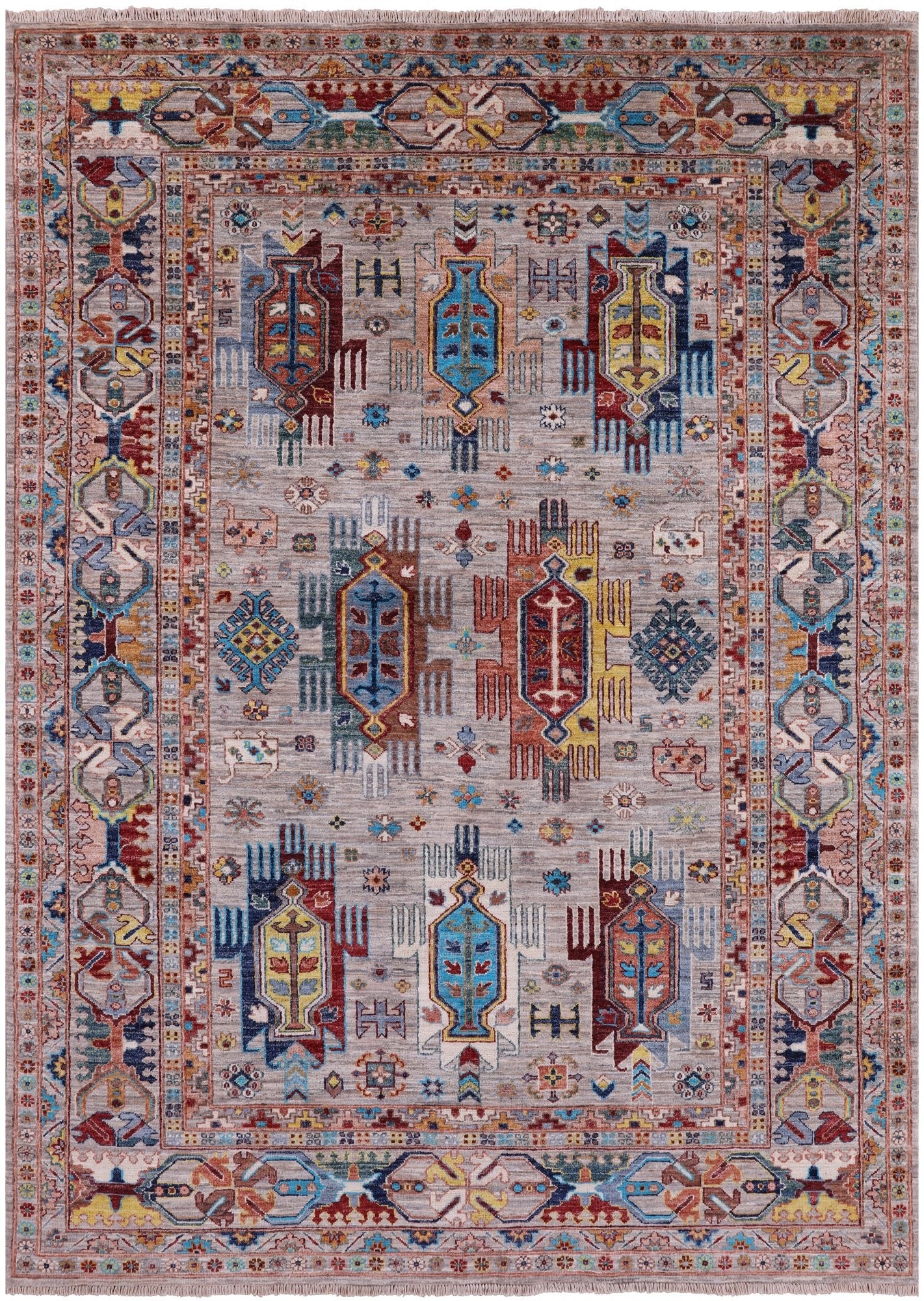 Turkmen Ersari Hand Knotted Wool Rug - 5' 7" X 7' 10" - Golden Nile