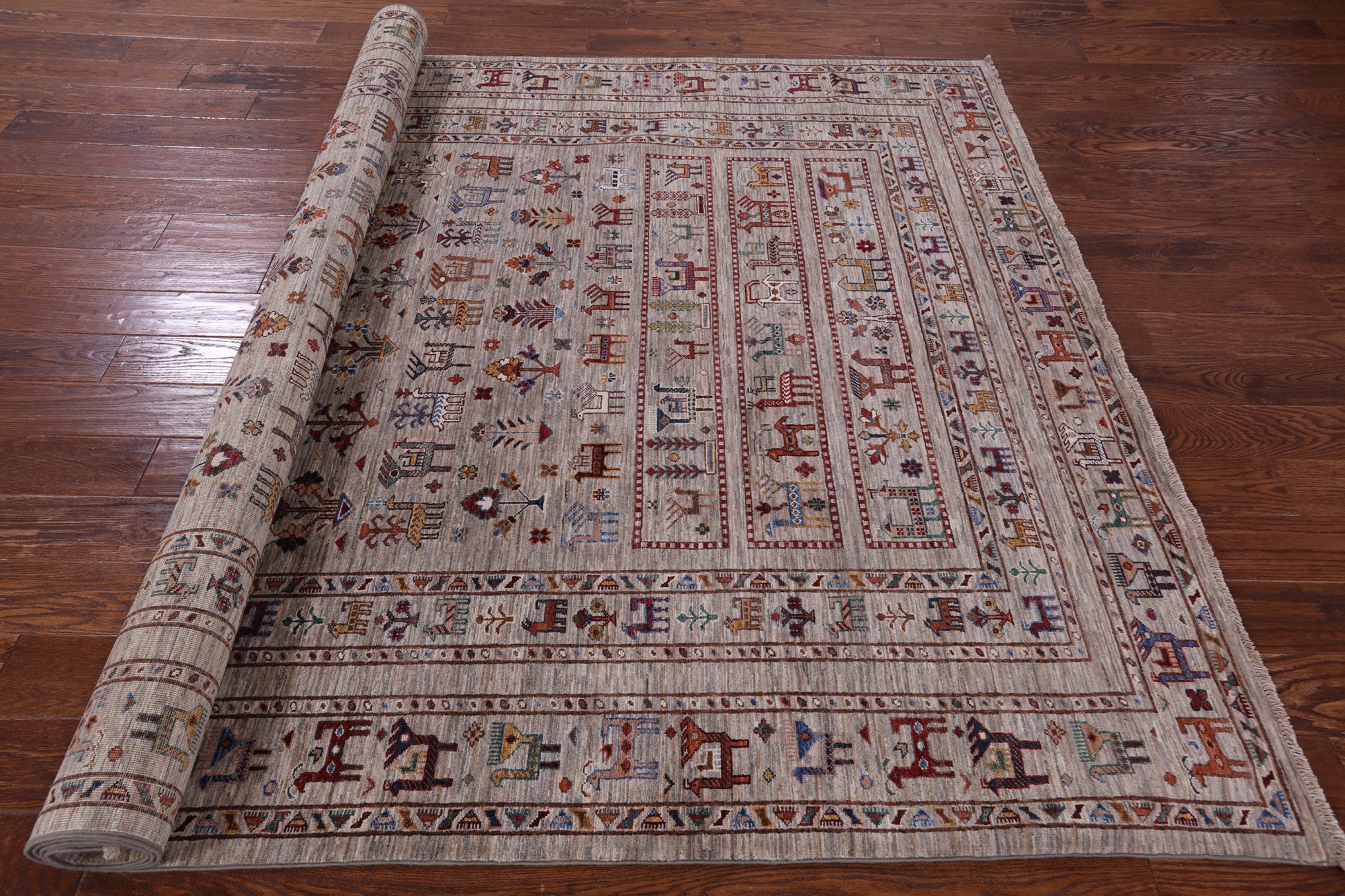 Persian Gabbeh Hand Knotted Wool Rug - 6' 9" X 9' 7" - Golden Nile