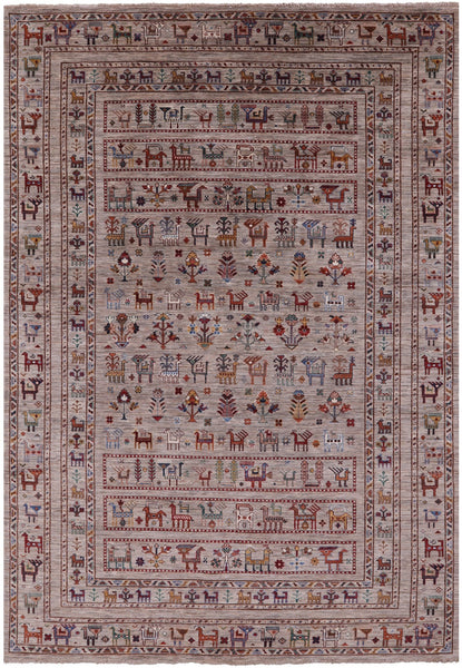 Persian Gabbeh Hand Knotted Wool Rug - 6' 9" X 9' 7" - Golden Nile