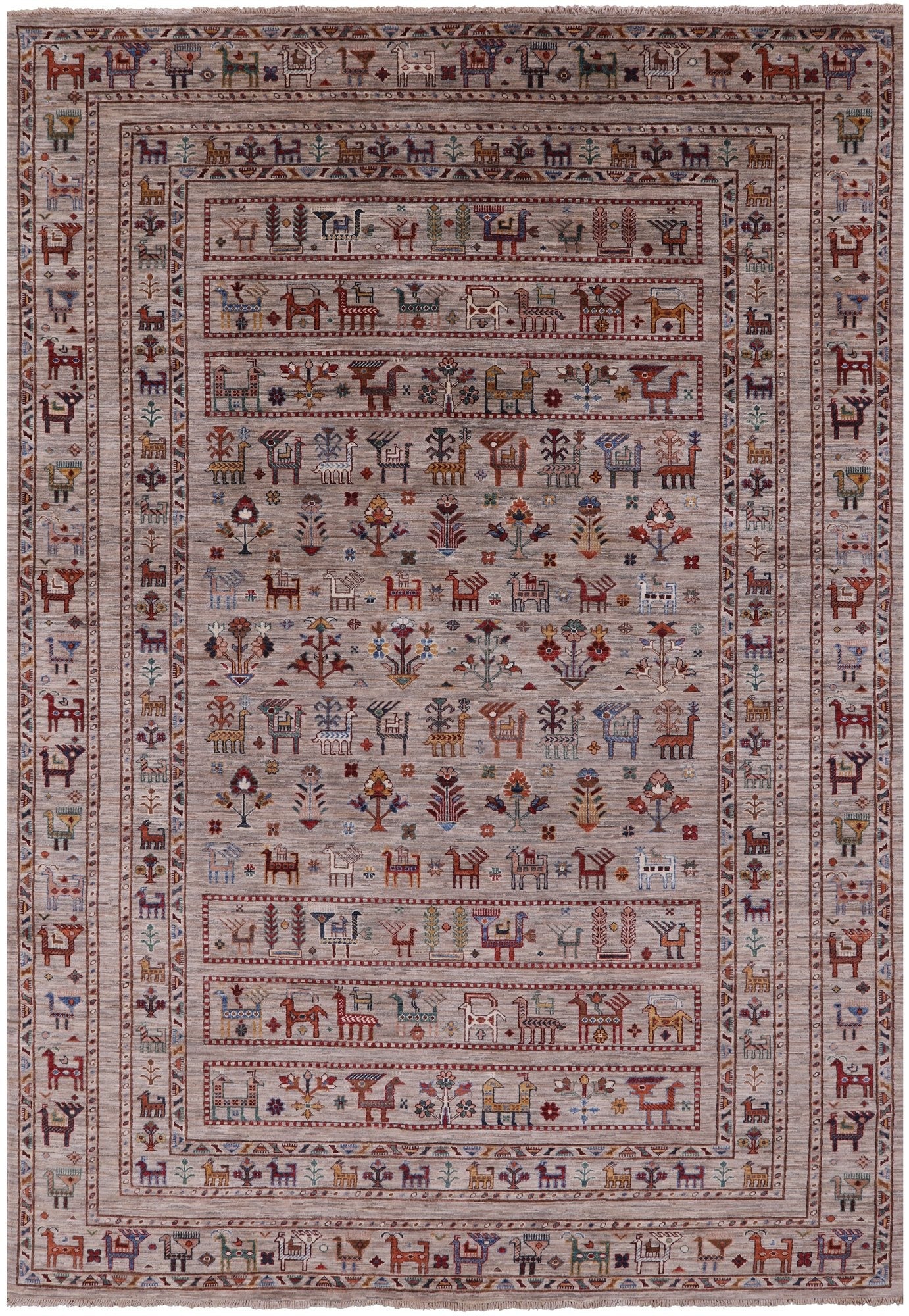 Persian Gabbeh Hand Knotted Wool Rug - 6' 9" X 9' 7" - Golden Nile
