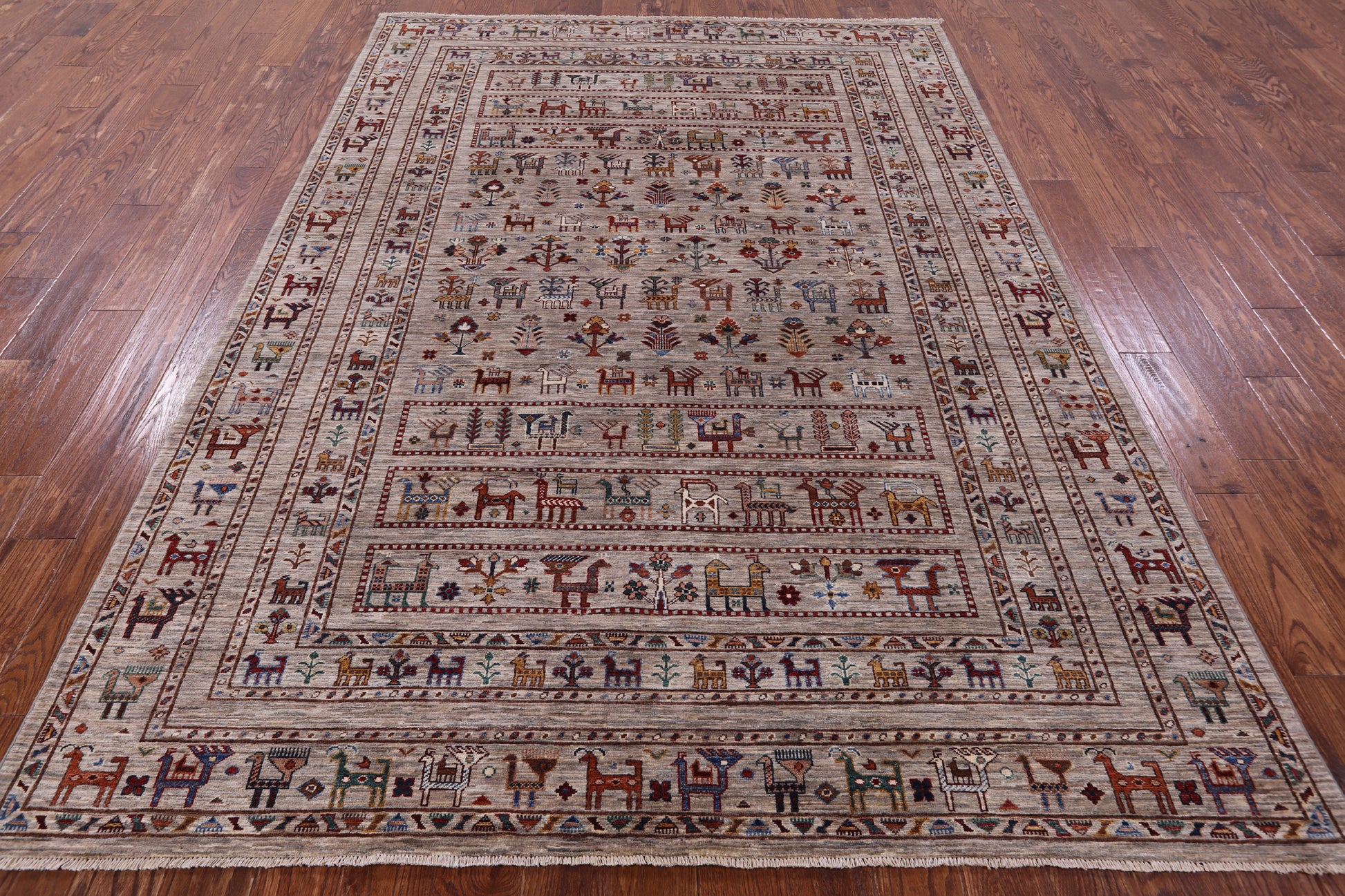 Persian Gabbeh Hand Knotted Wool Rug - 6' 9" X 9' 7" - Golden Nile