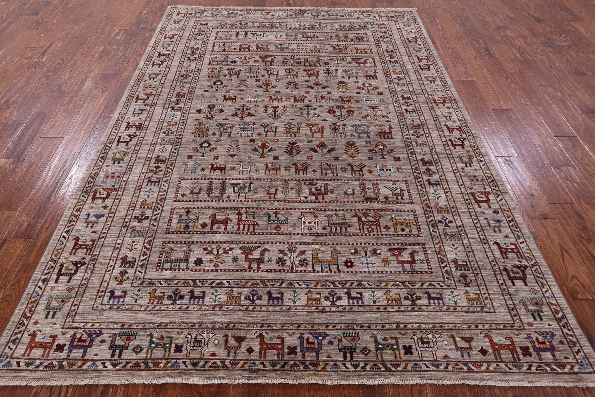 Persian Gabbeh Hand Knotted Wool Rug - 6' 9" X 9' 7" - Golden Nile