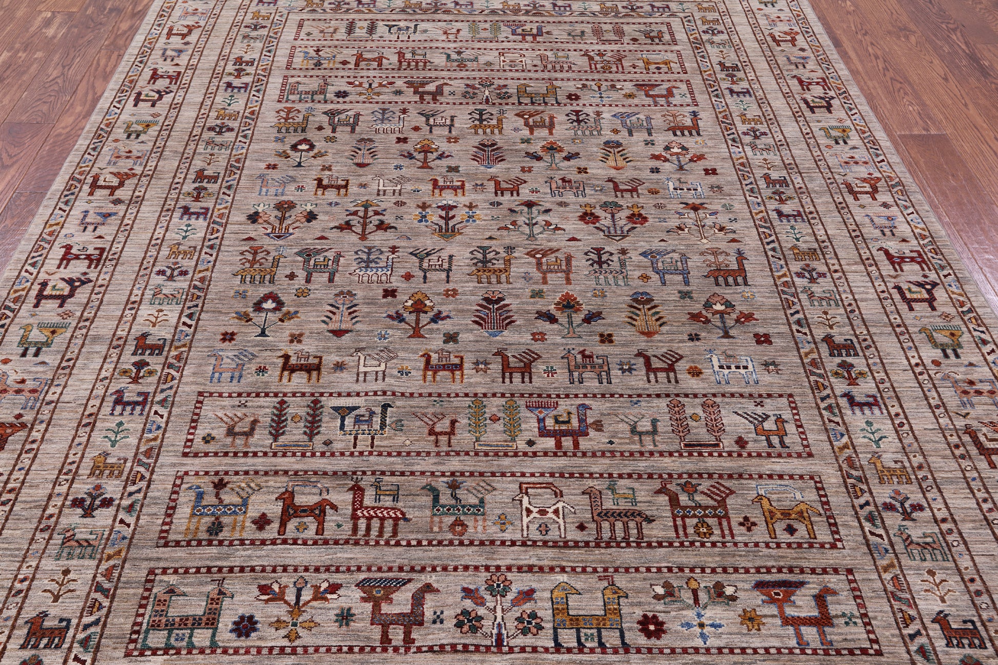Persian Gabbeh Hand Knotted Wool Rug - 6' 9" X 9' 7" - Golden Nile