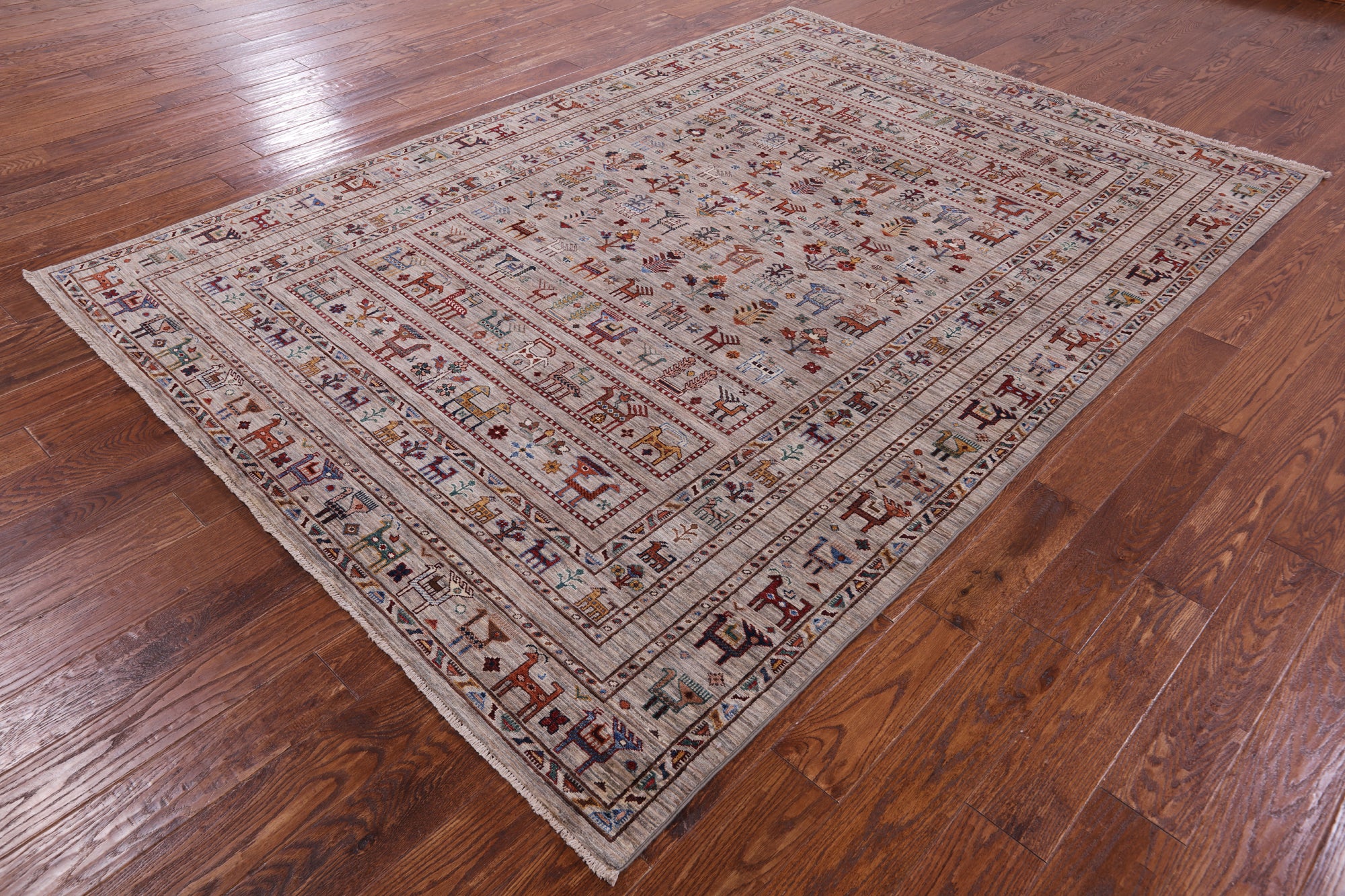 Persian Gabbeh Hand Knotted Wool Rug - 6' 9" X 9' 7" - Golden Nile