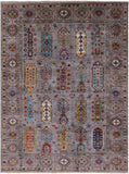 Grey Turkmen Ersari Handmade Wool Rug - 5' 1" X 6' 8" - Golden Nile