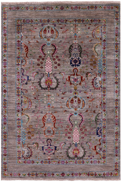 Peshawar Hand Knotted Wool Rug - 4' 1" X 6' 0" - Golden Nile