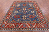 Blue Persian Fine Serapi Hand Knotted Wool Rug - 8' 2" X 10' 0" - Golden Nile
