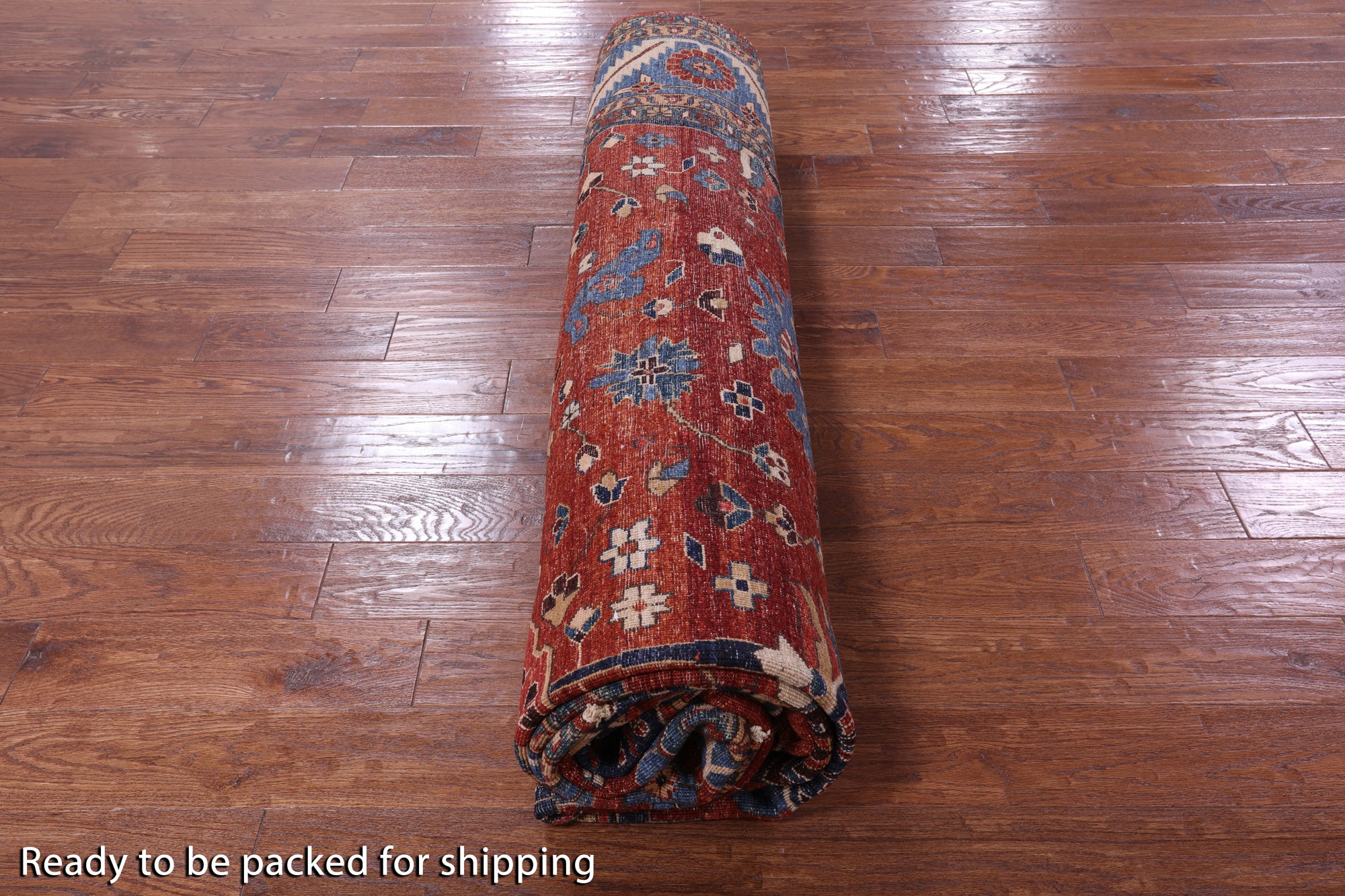 Red Persian Fine Serapi Hand Knotted Wool Rug - 10' 0" X 13' 6" - Golden Nile
