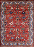 Red Persian Fine Serapi Hand Knotted Wool Rug - 10' 0" X 13' 6" - Golden Nile