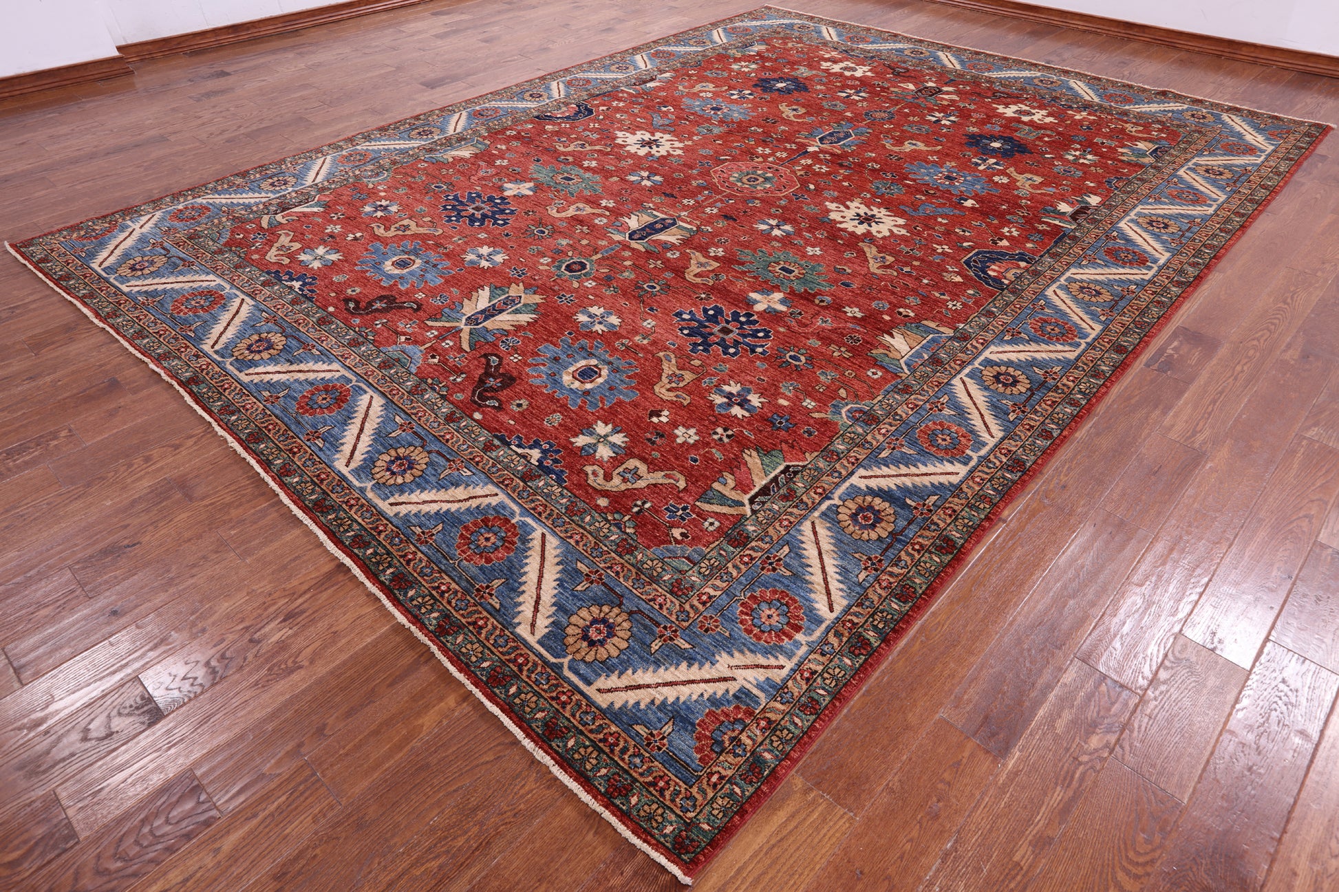 Red Persian Fine Serapi Hand Knotted Wool Rug - 10' 0" X 13' 6" - Golden Nile