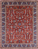 Red Persian Fine Serapi Hand Knotted Wool Rug - 9' 1" X 11' 11" - Golden Nile