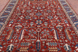 Red Persian Fine Serapi Hand Knotted Wool Rug - 9' 1" X 11' 11" - Golden Nile