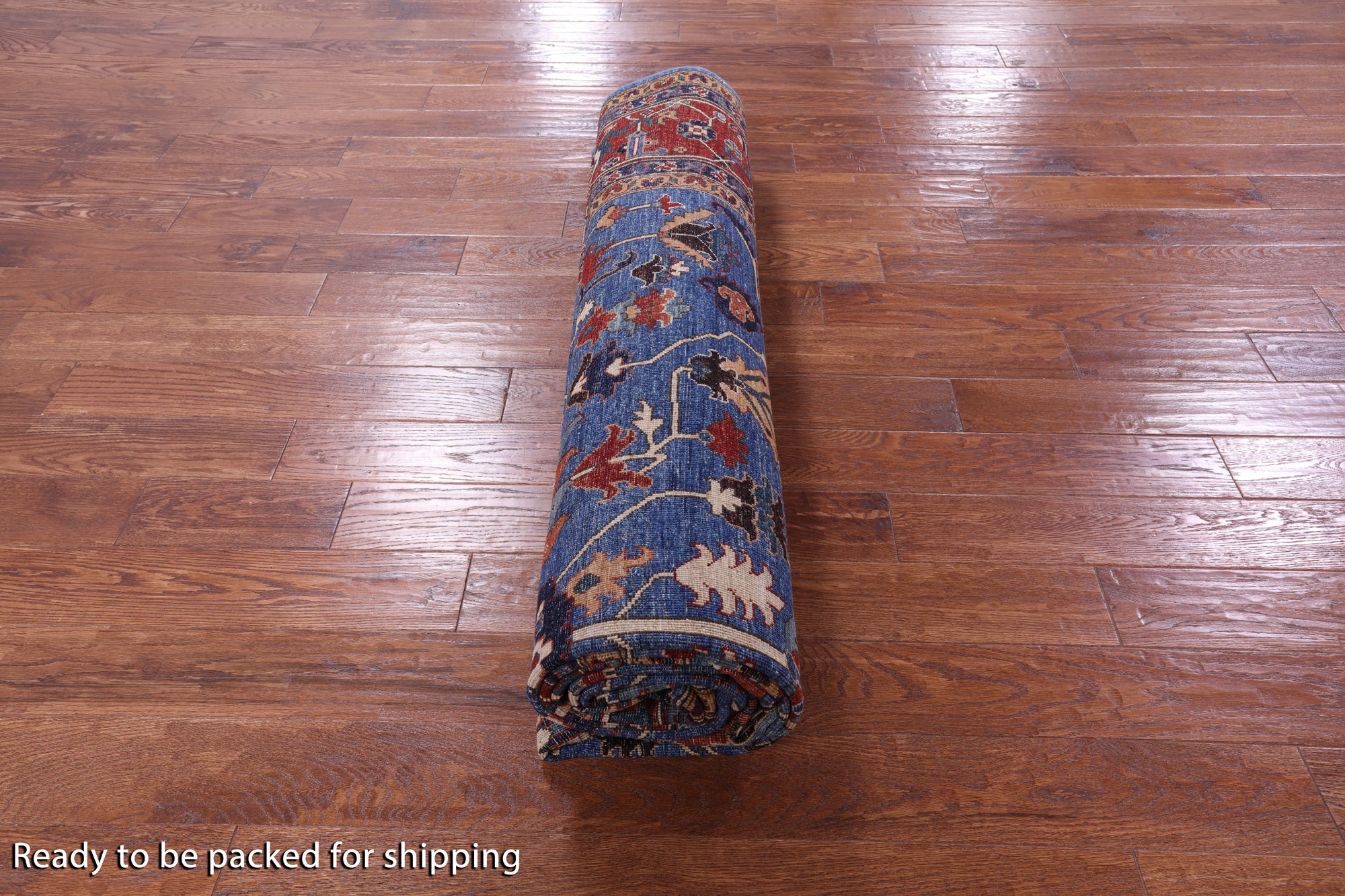 Blue Persian Fine Serapi Handmade Wool Rug - 8' 8" X 11' 9" - Golden Nile