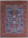 Blue Persian Fine Serapi Handmade Wool Rug - 8' 8" X 11' 9" - Golden Nile