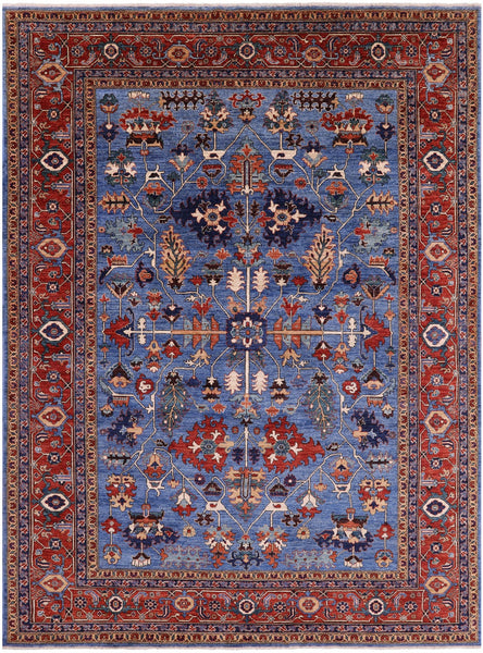 Blue Persian Fine Serapi Handmade Wool Rug - 8' 8" X 11' 9" - Golden Nile