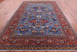 Blue Persian Fine Serapi Handmade Wool Rug - 8' 8" X 11' 9" - Golden Nile