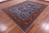Blue Persian Fine Serapi Handmade Wool Rug - 8' 8" X 11' 9" - Golden Nile