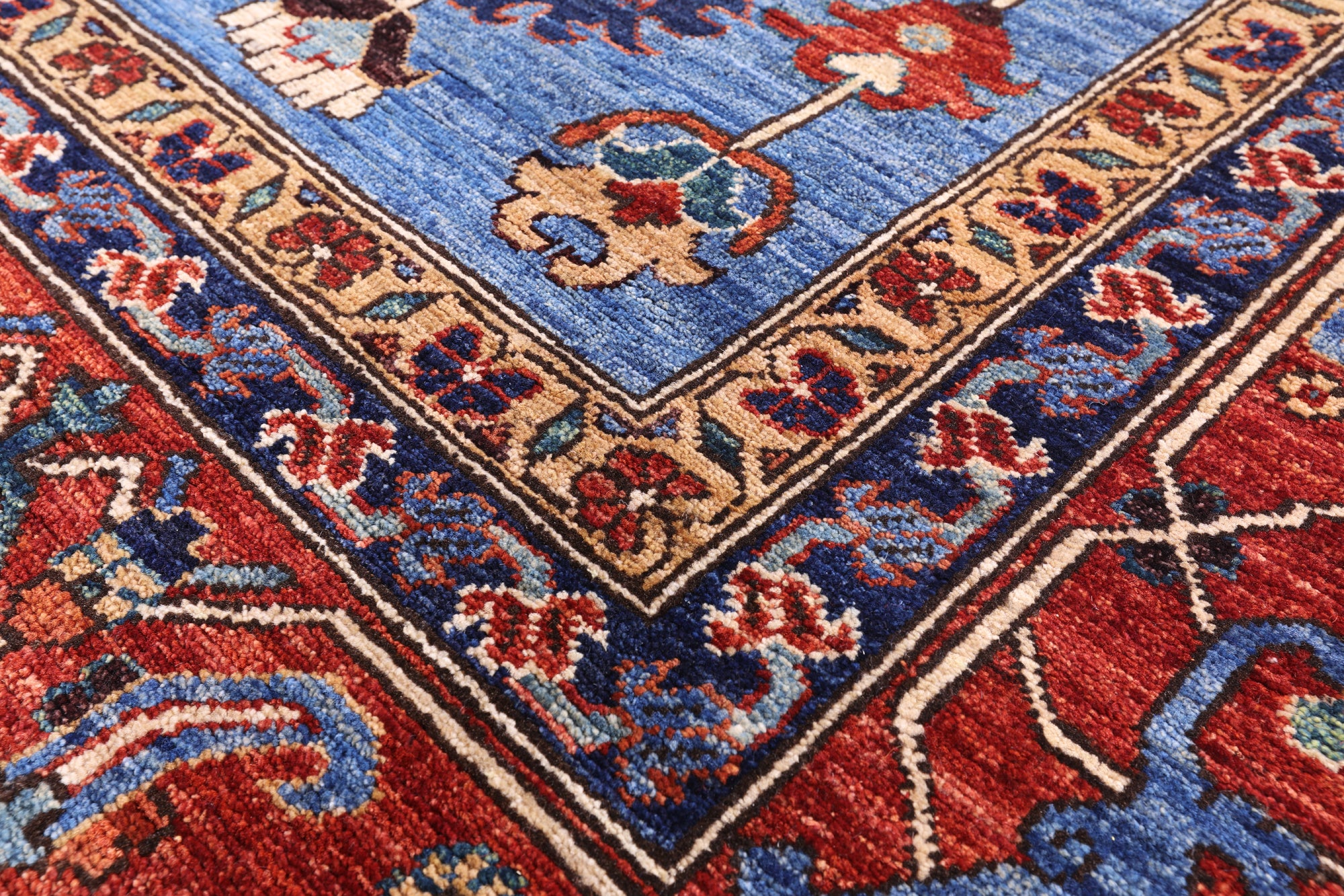 Blue Persian Fine Serapi Handmade Wool Rug - 8' 8" X 11' 9" - Golden Nile