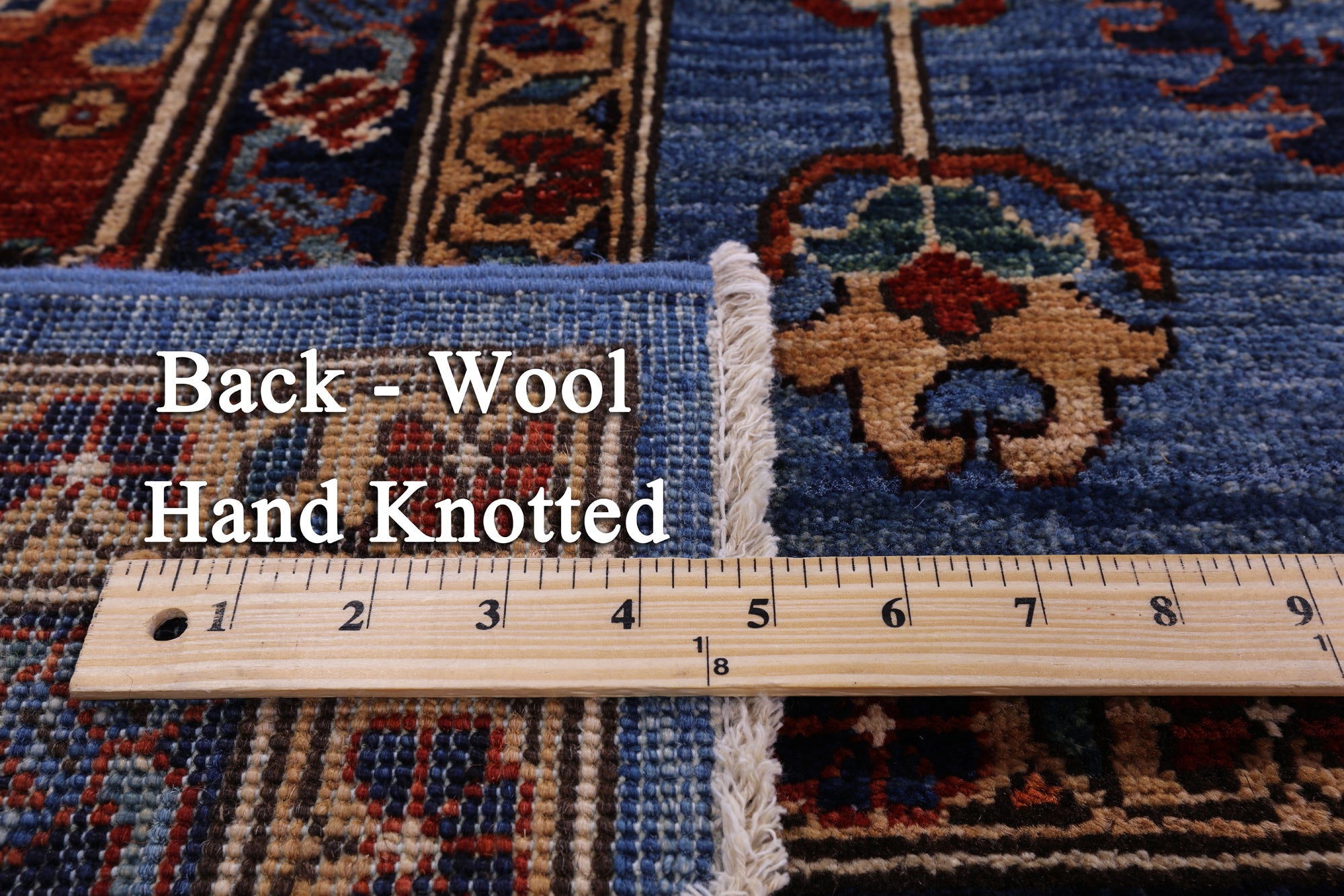 Blue Persian Fine Serapi Handmade Wool Rug - 8' 8" X 11' 9" - Golden Nile