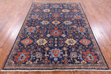 Blue Persian Fine Serapi Hand Knotted Wool Rug - 6' 0" X 8' 5" - Golden Nile