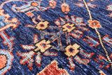 Blue Persian Fine Serapi Hand Knotted Wool Rug - 6' 0" X 8' 5" - Golden Nile