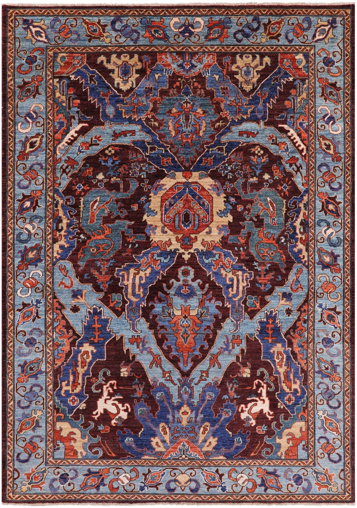Persian Fine Serapi Hand Knotted Wool Rug - 6' 3" X 9' 0" - Golden Nile
