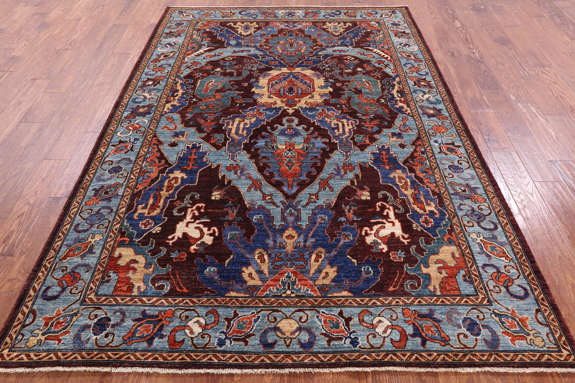 Persian Fine Serapi Hand Knotted Wool Rug - 6' 3" X 9' 0" - Golden Nile