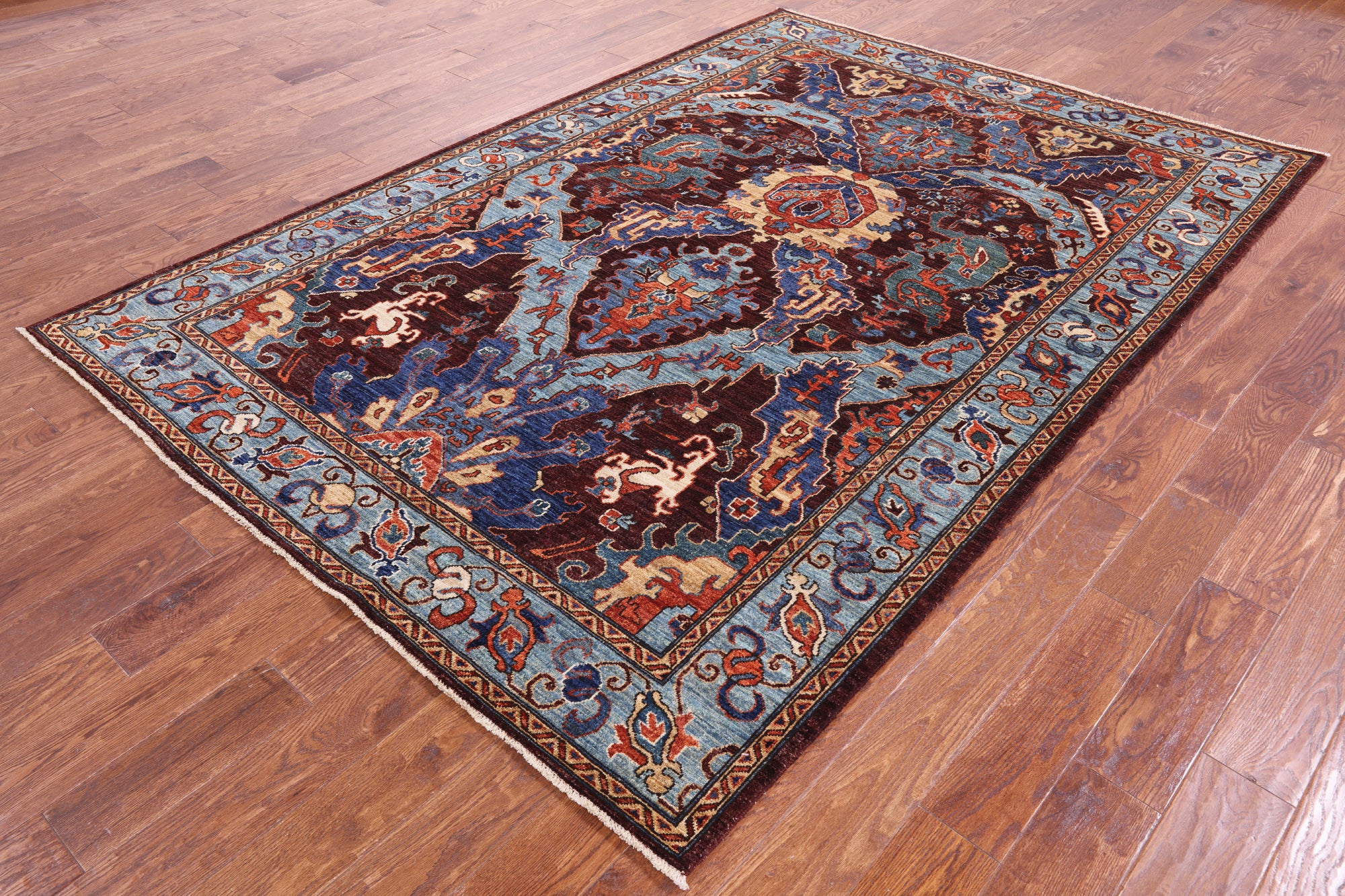 Persian Fine Serapi Hand Knotted Wool Rug - 6' 3" X 9' 0" - Golden Nile