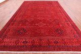 Red Super Kazak Full Pile Overdyed Hand Knotted Wool Rug - 9' 10" X 13' 10" - Golden Nile